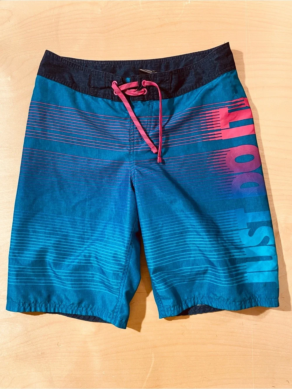Nike Teal Blue Gradient Board Shorts with Pink Drawstring XL (SZ)